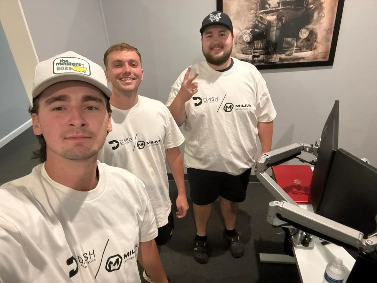 Miliva team wearing DASH x Miliva partnership shirts